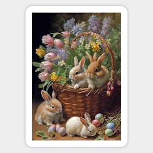 Bunny Rabbits Easter Card Sticker